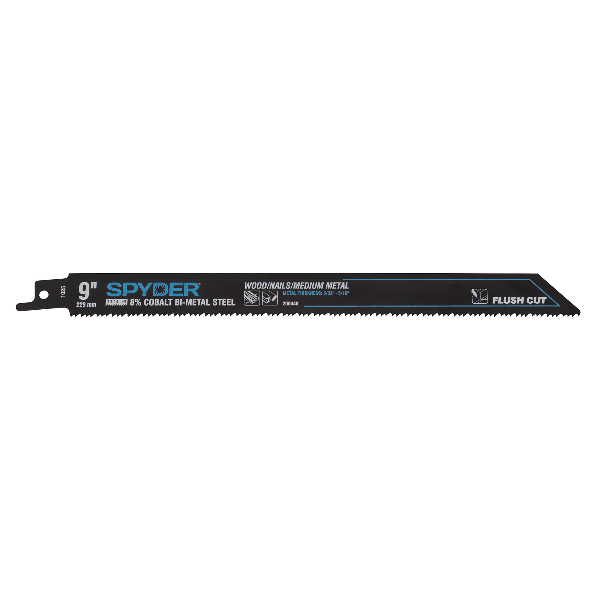 Spyder Bi-Metal Flush Cut Reciprocating Saw Blades — 9in., 10-14 TPI, 5-Pack, Model# 200440-5